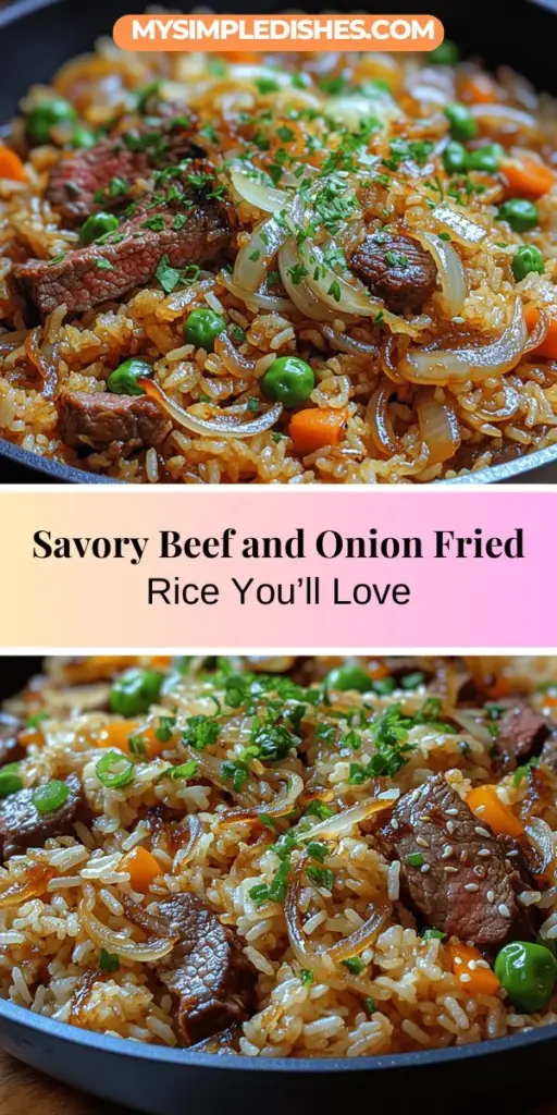 Discover the deliciousness of Savory Onion Beef Fried Rice with this easy recipe! Blend tender flank steak, aromatic jasmine rice, and sweet caramelized onions for a comforting meal that pleases the whole family. This dish harnesses the essence of traditional fried rice while allowing for personal twists, making it a versatile option for any occasion. With simple ingredients and straightforward steps, you'll create a flavorful dish that's both satisfying and nutritious. Perfect for busy weeknights or special gatherings, it’s time to impress loved ones with this homemade favorite!