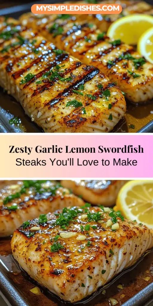 Discover the bold flavors of Zesty Garlic Lemon Swordfish Steaks with this easy recipe. Perfectly marinated with vibrant lemon juice, aromatic garlic, and fresh herbs, this dish is not only delicious but also packed with nutrients. Swordfish is high in protein and omega-3 fatty acids, making it a healthy choice for your meals. Cooking methods like grilling or pan-searing ensure a mouthwatering finish. Impress your family and friends with this nutritious and flavorful seafood option. Enjoy a delightful culinary experience tonight!