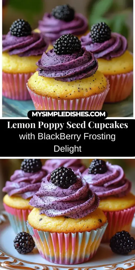 Discover the delightful world of baking with these Zesty Lemon Poppy Seed Cupcakes topped with luscious blackberry frosting. Perfect for any occasion, these cupcakes combine the refreshing brightness of lemons and the sweet tanginess of blackberries, all created with fresh ingredients for an unforgettable flavor. Their beautiful presentation and rich taste will surely impress family and friends, making them a must-try treat for your next gathering or cozy night in.
