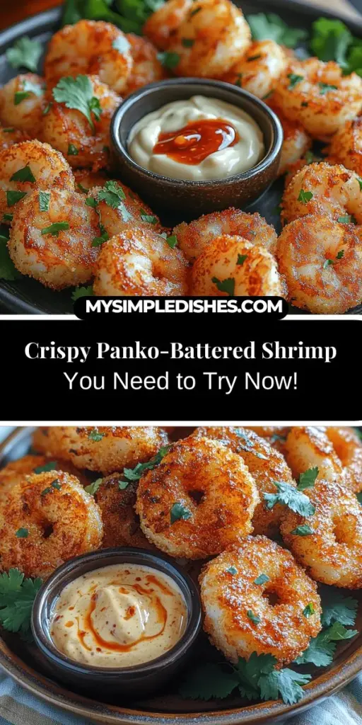 Discover the perfect crunchy panko-battered shrimp recipe that elevates any meal. These succulent shrimp, coated in light and crispy panko breadcrumbs, deliver an irresistible crunch in every bite. Whether you serve them as an appetizer with a zesty dipping sauce or as a main course alongside a fresh salad, they're sure to impress. With simple ingredients and easy preparation, you'll master this delightful dish that's as fun to make as it is to eat!