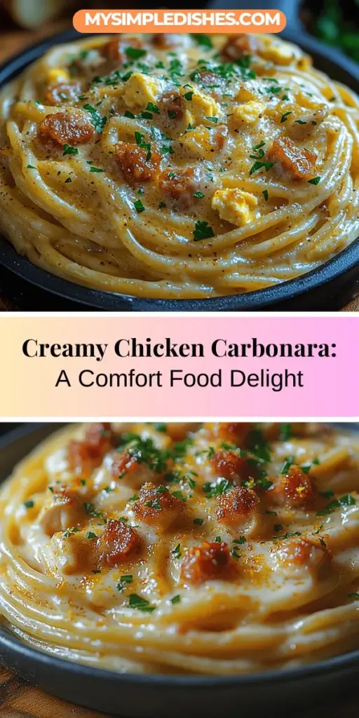 Discover the magical world of creamy Chicken Carbonara, a delectable twist on the classic Italian dish that combines tender chicken, crispy pancetta, and a rich, velvety sauce. This recipe is simple enough for weeknight dinners yet impressive for special occasions. Learn about the key ingredients, cooking techniques, and presentation tips to elevate your meal. Perfect for impressing guests or enjoying a cozy night in, this Chicken Carbonara is a must-try in your kitchen!