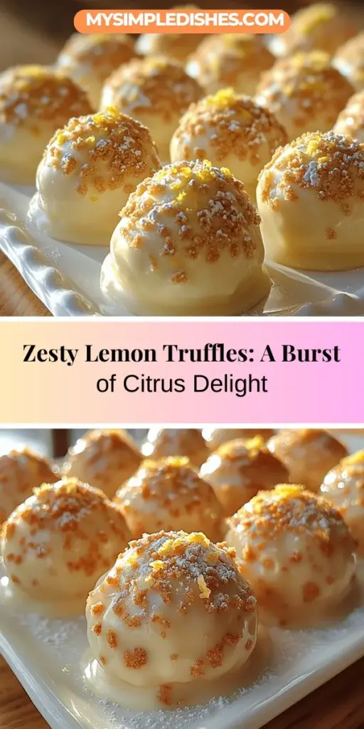 Brighten up your dessert table with these delightful Zesty Lemon Truffles! This easy recipe combines the tangy flavor of fresh lemons with rich white chocolate and cream for a melt-in-your-mouth experience. Perfect for gatherings or a treat for yourself, these truffles are simple to make and can be prepared ahead of time. Learn how to create these elegant bites, including tips on rolling, coating, and garnishing for a stunning presentation that everyone will love.