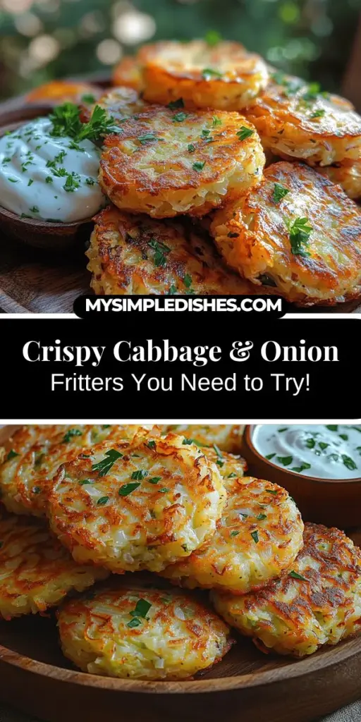 Discover the deliciousness of crunchy cabbage and onion fritters! These versatile bites are perfect as a snack, appetizer, or side dish, combining crispy cabbage and sweet onions for an exciting flavor experience. Rich in nutrients, they're easy to make with a few simple ingredients. This dish is also customizable to suit various tastes and dietary needs. Try them hot with your favorite dipping sauce and enjoy a healthy treat that delights your guests and family alike.