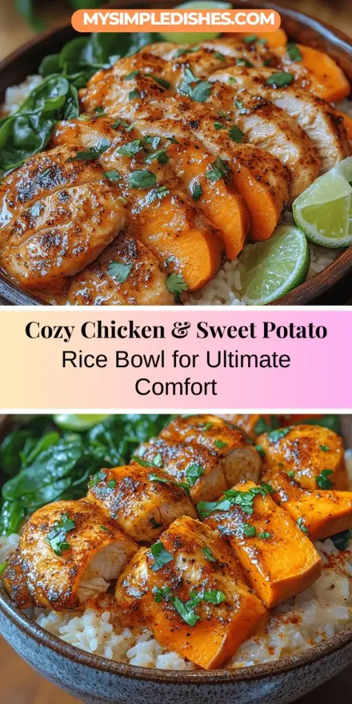 Discover the warmth of comfort food with the Cozy Chicken & Sweet Potato Rice Bowl! This delicious recipe features juicy marinated chicken thighs paired with the natural sweetness of roasted sweet potatoes and fluffy jasmine rice. Packed with essential nutrients, it's perfect for busy weeknights or a family dinner. Simple to prepare, this nourishing bowl is easily customizable to suit your taste. Dive into a satisfying meal that’s as good for your body as it is for your soul!