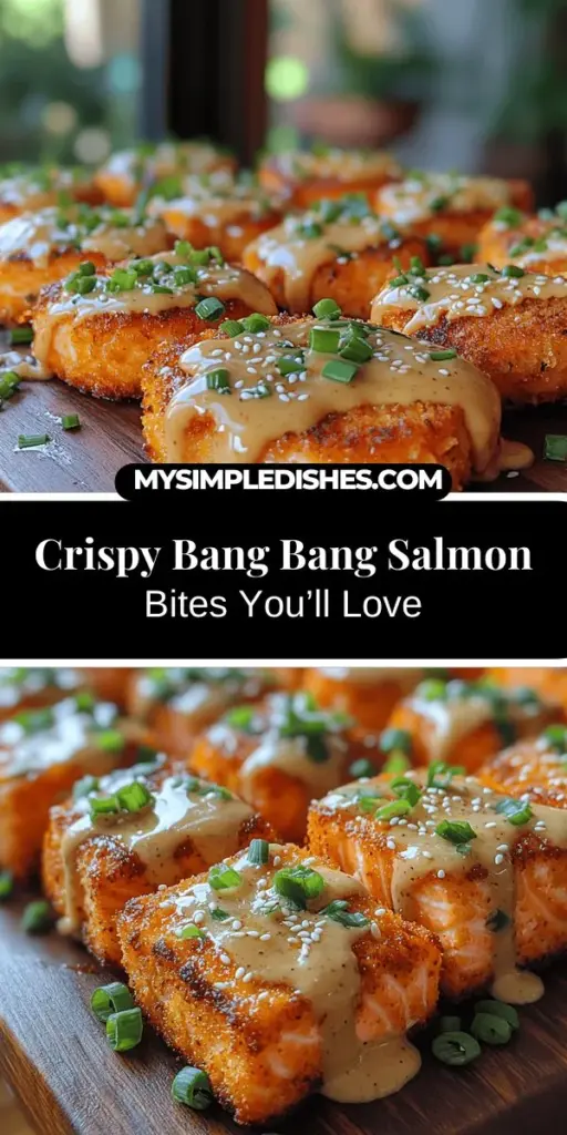 Discover the deliciousness of Bang Bang Salmon Bites, a crispy and flavorful twist on a beloved fish. This recipe celebrates the health benefits of salmon, packed with omega-3s and high-quality protein, while offering a delightful crunch and complementary spicy-sweet sauce. Perfect for casual dinners or impressive appetizers, these bites are easy to make and guaranteed to impress your guests. Dive into this crowd-pleasing dish and elevate your culinary experience!