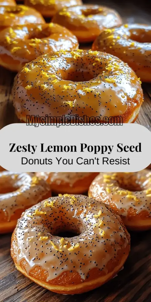 Indulge in the delightful flavors of Zesty Lemon Poppy Seed Glazed Donuts! These soft, fluffy treats are a perfect mix of tangy lemon and crunchy poppy seeds, making them an irresistible option for breakfast or dessert. The glaze adds a sweet finish, elevating their charm. Perfect for brunch, afternoon tea, or a midday snack, these donuts are sure to brighten any occasion. Get ready to impress your friends and family with this homemade treat!