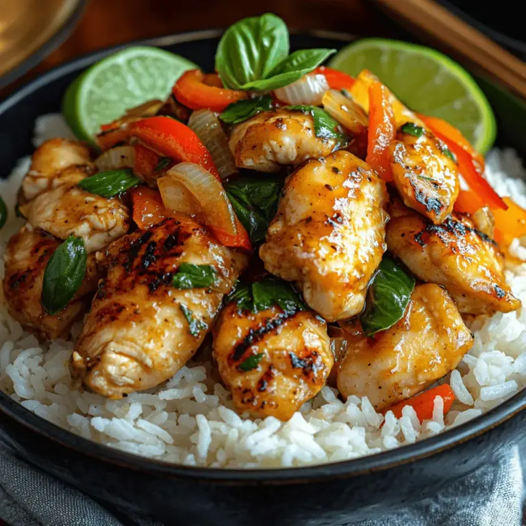 If you’re looking to infuse your weeknight dinners with the vibrant flavors and aromatic essence of Thai cuisine, then Quick Thai Basil Chicken is the perfect recipe for you. This dish is a delightful balance of savory and spicy elements, showcasing the fresh ingredients that are a hallmark of traditional Thai cooking. Not only is it quick and easy to prepare, but it also embodies the essence of Southeast Asia, making it a fantastic option for busy schedules and culinary adventurers alike.