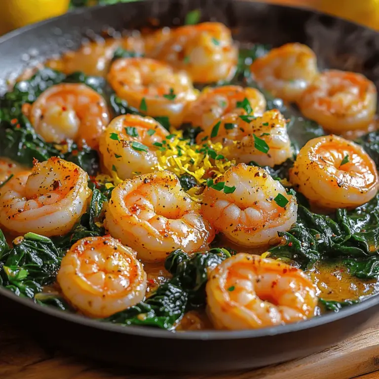 Shrimp dishes have long captured the hearts and palates of food lovers around the world. The delicate flavor and tender texture of shrimp make it an ideal canvas for a variety of seasonings and accompaniments. One dish that beautifully showcases this versatility is Sizzling Garlicky Shrimp & Spinach. This recipe not only highlights the succulent nature of shrimp but also incorporates the vibrant earthiness of spinach, creating a meal that is both nutritious and delightful.