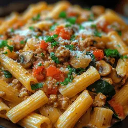 In the world of comfort food, few dishes can satisfy like a creamy pasta meal. The Savory Turkey & Mushroom Penne Delight is a culinary gem that combines the rich flavors of ground turkey, earthy cremini mushrooms, and vibrant spinach, all enveloped in a luscious cream sauce. This dish is not only easy to prepare but also packed with nutrients, making it an excellent choice for busy weeknights or cozy family dinners.