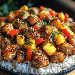 Welcome to a culinary adventure that transports your taste buds straight to a tropical paradise! The Tropical Teriyaki Chicken & Pineapple Paradise is a sensational dish that harmoniously blends the sweet and savory elements of teriyaki with the freshness of vibrant fruits and vegetables. This recipe embodies the essence of summer, featuring rich colors and delightful textures that make it an ideal choice for family dinners or gatherings.