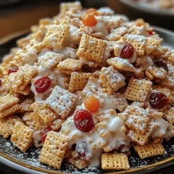 To create the perfect Cherry Cheesecake Puppy Chow, you need to gather a few essential components that together create a harmonious blend of flavors and textures. Here’s a closer look at each ingredient and its role in this delightful treat: