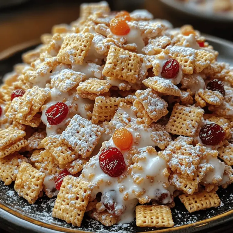 To create the perfect Cherry Cheesecake Puppy Chow, you need to gather a few essential components that together create a harmonious blend of flavors and textures. Here’s a closer look at each ingredient and its role in this delightful treat: