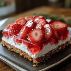 Indulging in a refreshing dessert that marries the salty crunch of pretzels with the sweet creaminess of cream cheese and the vibrant taste of strawberries is a delightful experience. The Strawberry Pretzel Delight is not just a treat for the taste buds; it is also visually appealing and perfect for gatherings or family dinners. This dessert is a nostalgic favorite for many, often gracing tables during holidays, birthdays, and potlucks. Its unique combination of flavors and textures makes it a standout dish that is both easy to prepare and sure to impress.