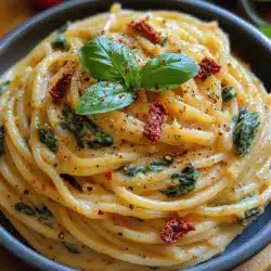 Pasta dishes hold a special place in culinary traditions across the globe, celebrated for their versatility, comfort, and the ability to adapt to a myriad of flavors and ingredients. From the rustic charm of Italian cuisine to the inventive approaches seen in modern kitchens, pasta is a beloved staple that can transform any meal into a delightful experience. Among the countless pasta variations, Creamy Spinach & Sun-Dried Tomato Spaghetti stands out as a vivid representation of flavor, texture, and nourishment. This dish combines the earthy taste of fresh spinach with the rich, tangy notes of sun-dried tomatoes, all enveloped in a creamy sauce that clings beautifully to each strand of spaghetti.