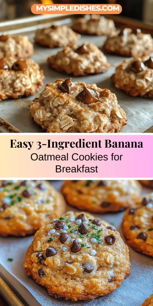 Looking for a quick and nutritious breakfast? Try these 3-Ingredient Banana Oatmeal Breakfast Cookies! Made with ripe bananas, rolled oats, and your choice of mix-ins like chocolate chips or nuts, these cookies pack a wholesome punch. They're perfect for busy mornings and can be tailored to suit your taste. Enjoy a delicious and healthy start to your day that's easy to make and satisfying to eat! Discover the recipe today and customize it to your liking!