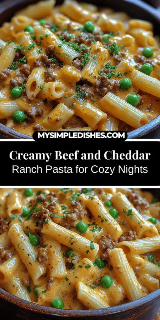 Discover the ultimate comfort food with Creamy Beef and Cheddar Ranch Pasta Delight. This easy-to-make dish combines savory ground beef, tender penne pasta, and a luxurious cream sauce infused with ranch seasoning. Perfect for busy weeknights, it's a family favorite that promises warmth and satisfaction in every bite. Packed with flavor and simple to prepare, this creamy pasta dish will quickly become a staple in your dinner rotation, delighting even the pickiest eaters.