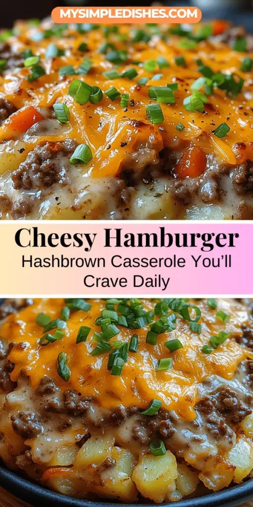 Indulge in the comforts of home-cooked goodness with this Cheesy Hamburger Hashbrown Casserole. This hearty dish combines ground beef, crispy hash browns, and gooey cheese for a satisfying meal that's perfect for family dinners or potlucks. With easy preparation and endless customization options—from veggies to different cheeses—this casserole is both delicious and versatile. Discover how to make this crowd-pleaser and enjoy every comforting bite!