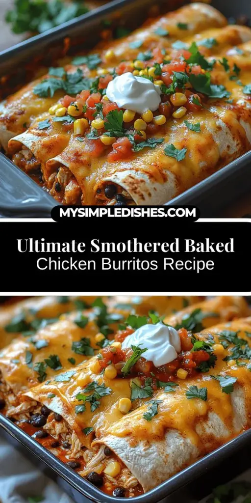Discover the comforting goodness of smothered baked chicken burritos, a delightfully satisfying meal perfect for any occasion. This recipe features tender shredded chicken, hearty beans, and fluffy rice, all wrapped in warm tortillas and drenched in a rich enchilada sauce. Customize according to your taste with a variety of fillings and toppings, making it an ideal choice for family dinners, gatherings, or meal prep. Enjoy a burst of flavor with every bite!