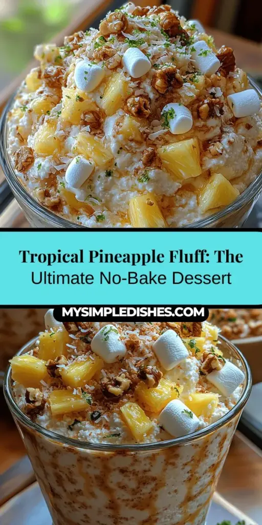 Get ready to indulge in the Tropical Paradise Pineapple Fluff, a refreshing no-bake dessert perfect for warm weather gatherings! This delightful treat combines sweet crushed pineapple, creamy cottage cheese, and fluffy whipped topping to create a tropical taste sensation. With its vibrant flavors and easy preparation, it’s ideal for barbecues and celebrations. Plus, you can customize it easily to suit different dietary needs. Whip up this dessert and enjoy a mini-vacation with every bite!