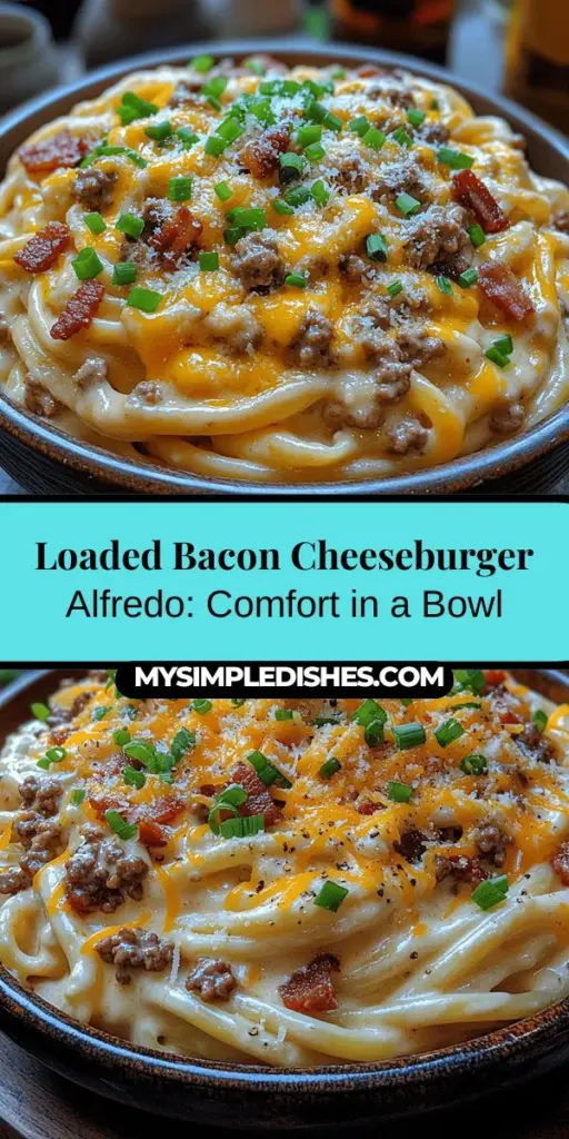 Savor the ultimate comfort food with Loaded Bacon Cheeseburger Alfredo Pasta! This indulgent dish combines creamy fettuccine, seasoned ground beef, crispy bacon, and a blend of melty cheeses for a satisfying meal that’s perfect for any occasion. It's easy to make, full of nostalgic flavors, and perfect for cozy family dinners or entertaining friends. Elevate your weeknight meals with this delightful fusion of two favorites—pasta and bacon cheeseburgers!
