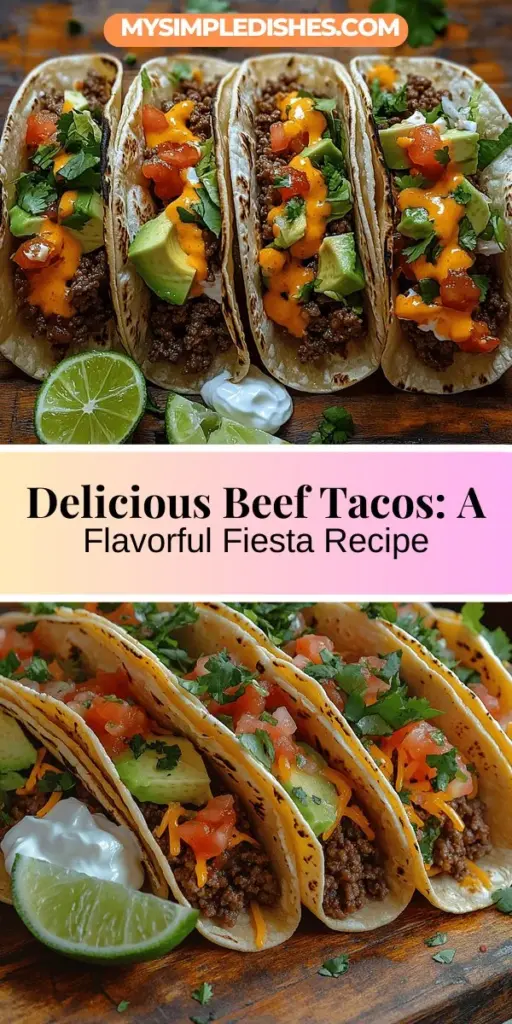 Discover the joy of making Flavorful Fiesta Beef Tacos, a recipe that brings together rich flavors and culinary creativity. Perfect for family dinners or festive gatherings, these tacos are made with savory ground beef, a blend of spices, and fresh toppings that allow for endless customization. Whether you prefer corn or flour tortillas, this easy-to-follow guide will help you create delicious, satisfying tacos that everyone will love, along with tips for assembly and serving. Enjoy a tasty meal that celebrates flavors and togetherness!