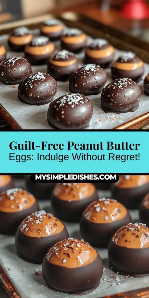 Indulge guilt-free with these Delightful Guilt-Free Peanut Butter Eggs! Perfect for health-conscious snackers, this recipe combines natural peanut butter, honey or maple syrup, and dark chocolate to create a delicious treat packed with nutrients. Easy to make, these peanut butter eggs offer the richness you crave without the added calories commonly found in traditional candies. Enjoy a satisfying, wholesome snack any time of the year while satisfying your sweet tooth!
