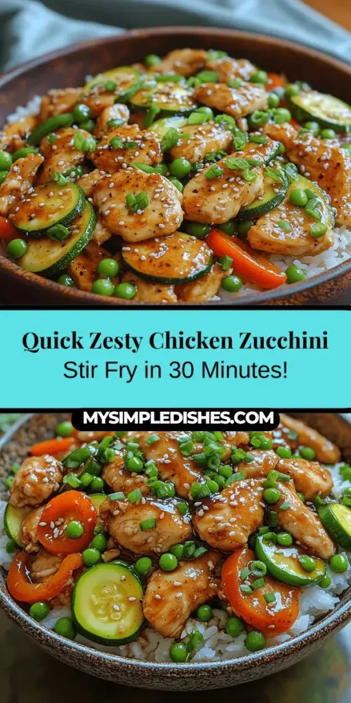 Discover the vibrant and nutritious Zesty Chicken Zucchini Stir Fry, the perfect quick meal for busy lifestyles. This colorful dish combines lean protein from chicken and a medley of fresh vegetables, including zucchini and bell peppers, making it both delicious and visually appealing. With its balance of flavors and easy preparation, you'll love how this stir fry is packed with nutrients while fitting seamlessly into your weeknight dinner routine. Enjoy a wholesome, tasty dish that everyone will love!