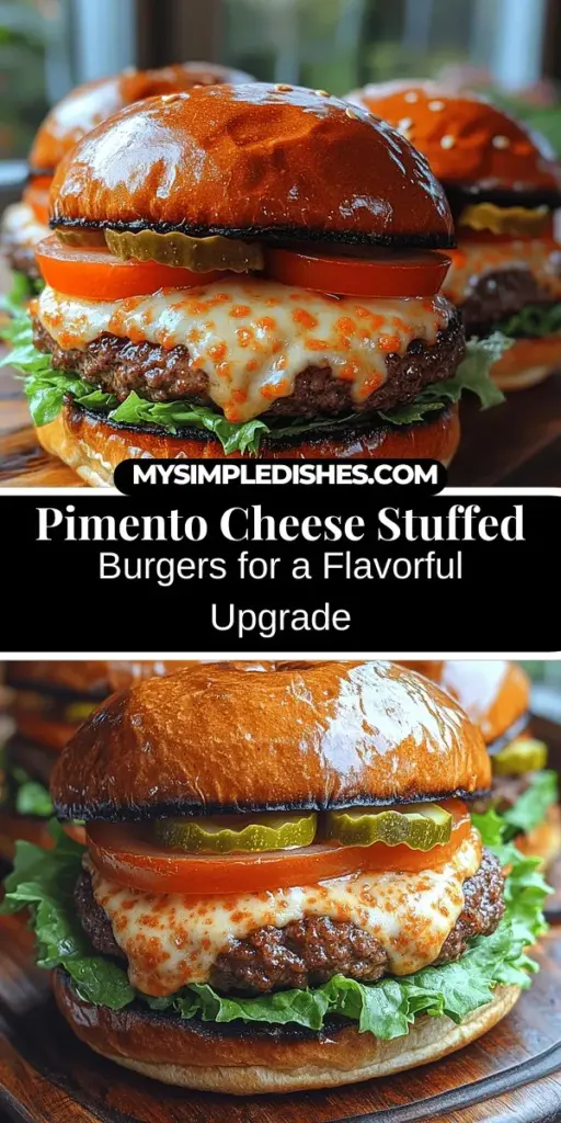 Discover a delicious twist on a classic favorite with Pimento Cheese Stuffed Burgers. These mouthwatering creations combine juicy burger patties with creamy, rich pimento cheese, resulting in an unforgettable flavor experience. Perfect for barbecues or weeknight dinners, these gourmet stuffed burgers deliver a juicy, flavorful explosion in every bite. Dive into the world of stuffed burgers and impress your family and friends with this tasty twist!