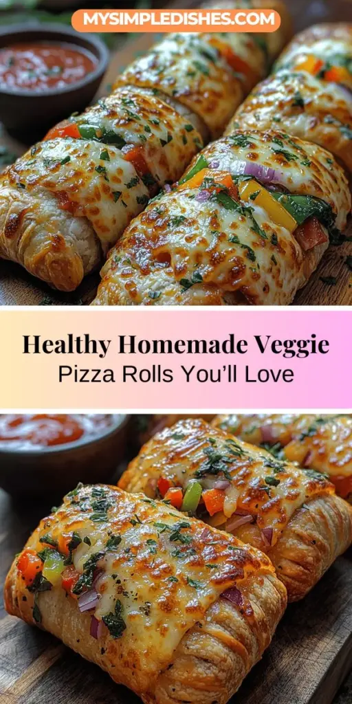 Discover the deliciousness of Veggie Delight Pizza Rolls with this easy homemade recipe! These snack-sized treats are bursting with fresh vegetables and can be customized to fit your taste. Perfect for parties, lunches, or cozy dinners, they offer a healthier alternative to store-bought options. Enjoy the fun of cooking with family as you roll out dough, fill with vibrant veggies, and bake to golden perfection. Serve with your favorite dipping sauce for a delightful snack that’s both tasty and nutritious!