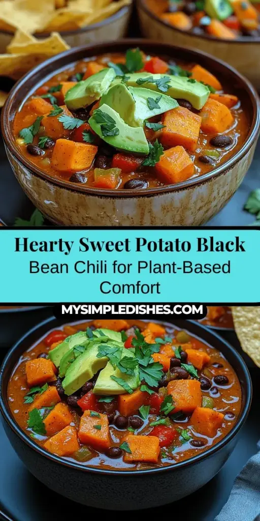 Discover the warmth and flavor of Sweet Potato Black Bean Chili, a delicious plant-based meal perfect for any occasion. Packed with nutritious ingredients like sweet potatoes and black beans, this hearty dish offers a delightful balance of sweetness and spiciness. Easy to prepare, it's also vegan and gluten-free, making it accessible for all diets. This comforting chili is not only satisfying but also rich in vitamins and minerals, ideal for a cozy dinner or meal prep. Get ready to savor every bowl!