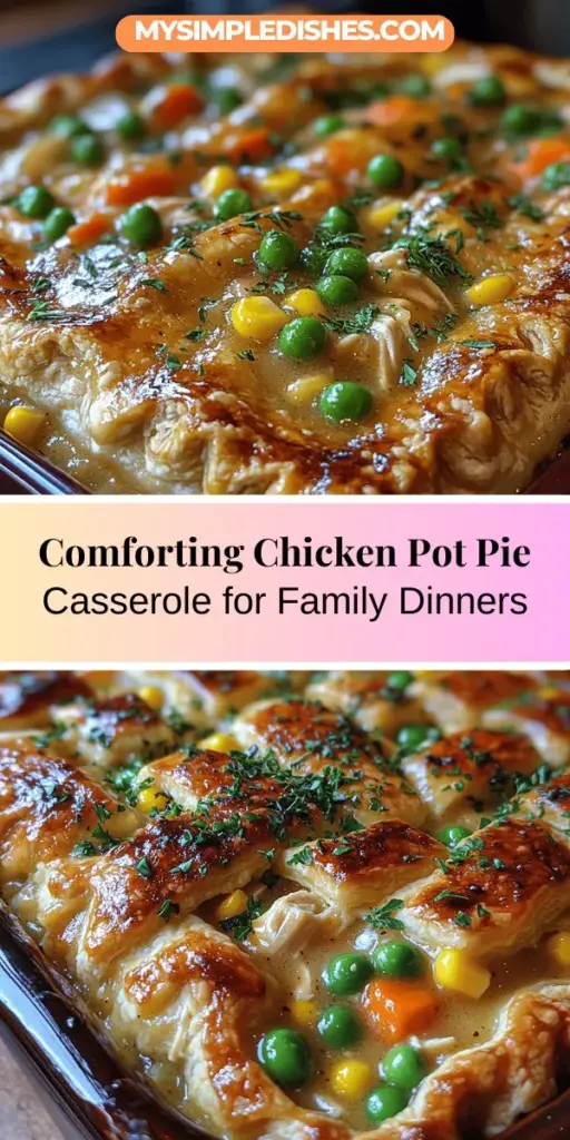 Discover the ultimate comfort food with this Hearty Chicken Pot Pie Casserole recipe. Combining tender chicken, vibrant vegetables, and a creamy sauce all encased in a flaky crust, this dish is perfect for any occasion—from cozy weeknight dinners to festive gatherings. Easy to prepare and adaptable to your taste, it brings warmth and joy to the dinner table, making it a beloved staple in homes everywhere. Gather your loved ones and enjoy a hearty meal that satisfies both the heart and the palate.