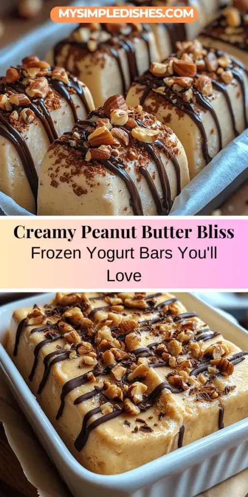 Discover a deliciously healthy treat with these Creamy Peanut Butter Bliss Frozen Yogurt Bars. Made from Greek yogurt and creamy peanut butter, these bars blend flavor and nutrition, providing a rich source of protein and healthy fats. Perfect for families and health-conscious eaters, they are easy to make and customizable with your favorite toppings. Enjoy a guilt-free dessert that satisfies your sweet tooth while nourishing your body. Get ready for a refreshing indulgence that everyone will love!