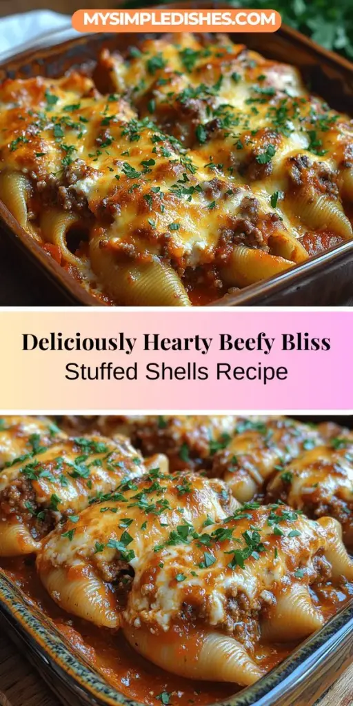 Discover the heartwarming comfort of Italian cuisine with Beefy Bliss Stuffed Shells. This delightful dish features jumbo pasta shells filled with a savory mixture of seasoned ground beef, creamy ricotta, and gooey mozzarella, all covered in rich marinara sauce. Perfect for family gatherings or cozy dinners, this recipe not only satisfies your hunger but also fills your kitchen with an inviting aroma. Explore the ingredients, preparation steps, and tips for creating a truly unforgettable meal that brings everyone to the table. Enjoy a taste of Italy right at home!