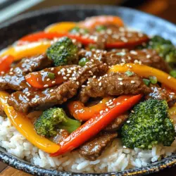 Stir-frying is a popular cooking method characterized by its speed and simplicity, allowing for quick preparation and cooking of various ingredients in a hot pan or wok. This technique is celebrated for its ability to preserve the color, flavor, and nutritional value of the ingredients, making it a favored choice in many culinary traditions, particularly in Asian cuisine. Among the myriad of stir-fry recipes, the Sizzling Savory Beef Stir-Fry stands out as a delightful dish that combines the rich flavors of beef with an array of vibrant vegetables, all cooked to perfection in a matter of minutes.