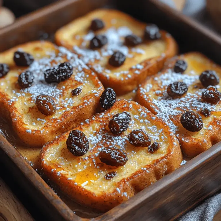 Delightful Baked Cinnamon Raisin French Toast is a heartwarming dish that transforms the classic breakfast staple into a delectable experience. This recipe is perfect for cozy family gatherings or leisurely weekend brunches, offering a delightful twist on the typical French toast. With its rich flavors, inviting aroma, and comforting texture, it’s sure to become a favorite in your household. Not only does this dish impress with its taste, but it is also incredibly simple to prepare, making it an ideal choice for both novice cooks and seasoned chefs alike.