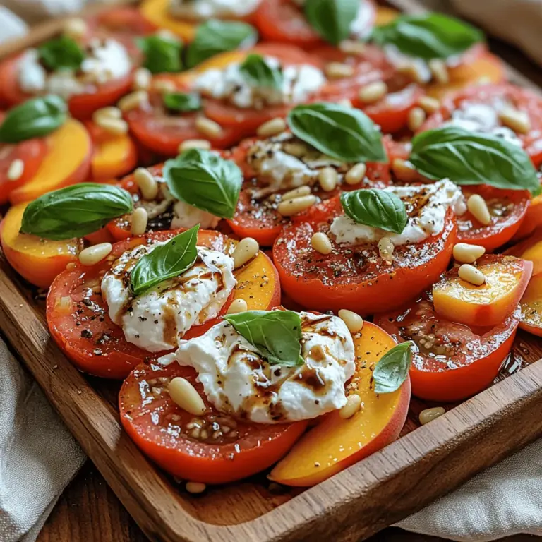 In the culinary world, the phrase "fresh is best" holds true, especially when it comes to salads. Seasonal produce not only enhances the flavor of dishes but also supports local farmers and promotes sustainable eating habits. By choosing ingredients that are in season, you ensure that your meals are bursting with flavor and nutrients. The Sun-Kissed Tomato Peach Burrata Salad exemplifies this principle beautifully, utilizing ingredients at their peak ripeness to create a dish that is both refreshing and satisfying.