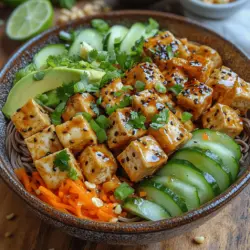 In the realm of culinary creativity, few dishes can match the vibrant and refreshing appeal of the Chilled Harmony Noodle Tofu Bowl. This dish is a harmonious blend of flavors, textures, and colors, making it not only a feast for the palate but also a visual delight. The combination of chilled soba noodles, crisp vegetables, and protein-rich tofu delivers a nutritious meal that is perfect for warm weather or any time you crave something light yet satisfying.