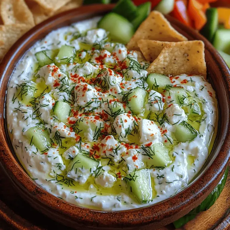To create the perfect Creamy Feta & Cucumber Dip, it’s essential to understand the role of each ingredient. Each component not only adds its unique flavor and texture but also contributes to the overall health benefits of the dip. Let’s explore the key ingredients that make this dip not just tasty, but also nutritious.