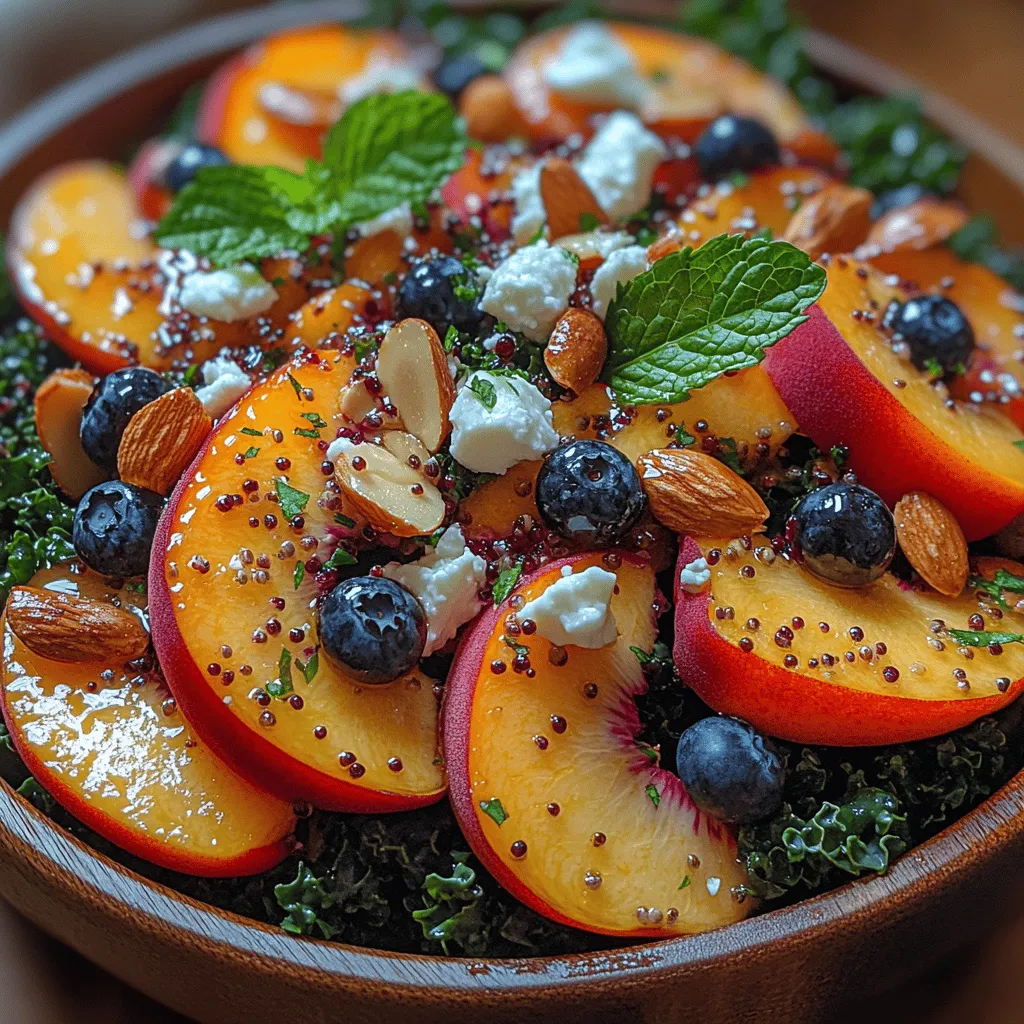 As summer unfolds, it brings with it a bounty of fresh fruits and vegetables that tantalize our taste buds and nourish our bodies. Among them, kale stands out as a superfood, and when paired with the sweet, juicy flavors of peaches and blueberries, it creates a refreshing and nutritious dish that embodies the essence of the season. The Peach & Blueberry Kale Salad is not just a feast for the eyes; it's a celebration of summer's vibrant ingredients that can transform any gathering into a delightful culinary experience.