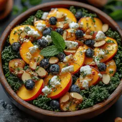 As summer unfolds, it brings with it a bounty of fresh fruits and vegetables that tantalize our taste buds and nourish our bodies. Among them, kale stands out as a superfood, and when paired with the sweet, juicy flavors of peaches and blueberries, it creates a refreshing and nutritious dish that embodies the essence of the season. The Peach & Blueberry Kale Salad is not just a feast for the eyes; it's a celebration of summer's vibrant ingredients that can transform any gathering into a delightful culinary experience.