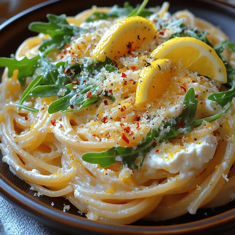 To create a truly remarkable Lemon Ricotta Pasta with Arugula, it's essential to pay attention to the quality and selection of ingredients. Each component contributes to the overall taste and texture of the dish. Let’s explore the key ingredients that will bring this recipe to life.