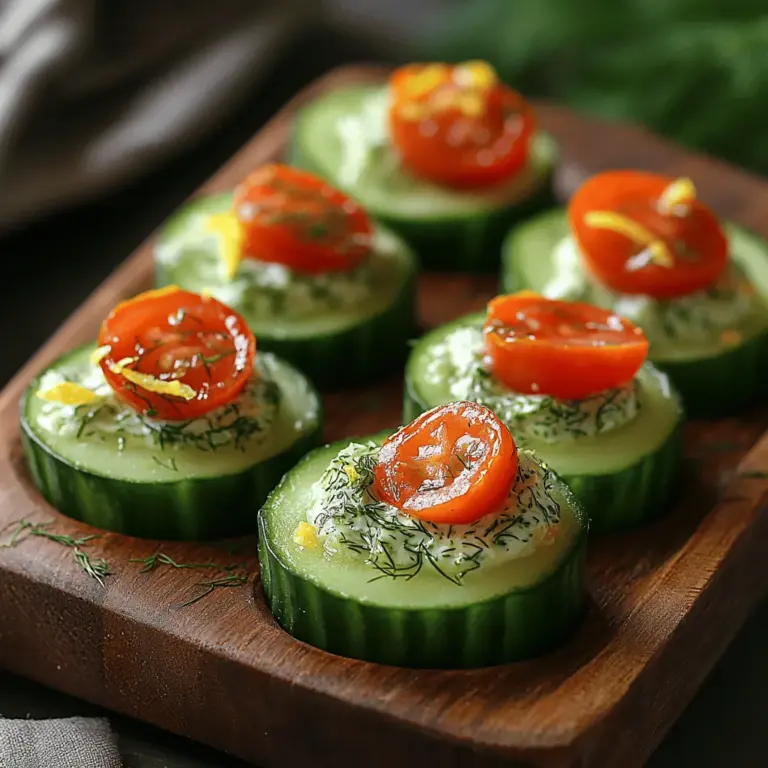 When it comes to appetizers that are as delightful as they are refreshing, Zesty Lemon Dill Cucumber Bites stand out as a top contender. These vibrant bites are not only visually appealing but also deliver a burst of flavors that can elevate any gathering. Perfectly suited for both casual get-togethers and sophisticated soirées, this recipe combines the crispness of cucumbers with a zesty lemon and dill cream cheese spread, making it a versatile choice for any occasion.