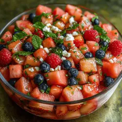 As the heat of summer rolls in, so does the season for refreshing salads that bring a burst of flavor and nourishment. One such salad that captures the essence of summer is the Watermelon Berry Mint Salad. This vibrant dish is not only a feast for the eyes but also a delightful treat for the palate, offering a medley of sweet, juicy fruits and aromatic herbs. The combination of watermelon, berries, and fresh mint creates a light and invigorating salad that is perfect for hot summer days, picnics, barbecues, or simply as a healthy snack.