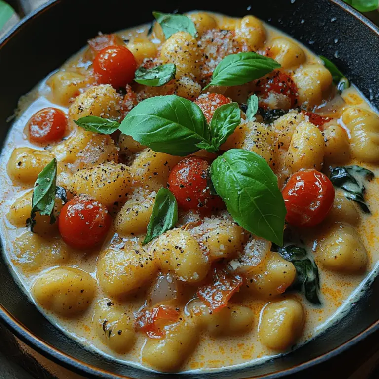If you're on the lookout for a comforting and delicious meal that can be prepared with minimal fuss, look no further than creamy Tuscan gnocchi. This dish stands out not only for its rich, savory flavors but also for its incredible convenience, as it can be cooked all in one skillet. Imagine sitting down to a steaming plate of pillowy potato gnocchi, enveloped in a luscious cream sauce, with bright bursts of fresh vegetables and a hint of Italian herbs. It’s the perfect combination of comfort and elegance, making it an ideal choice for busy weeknights or special occasions.