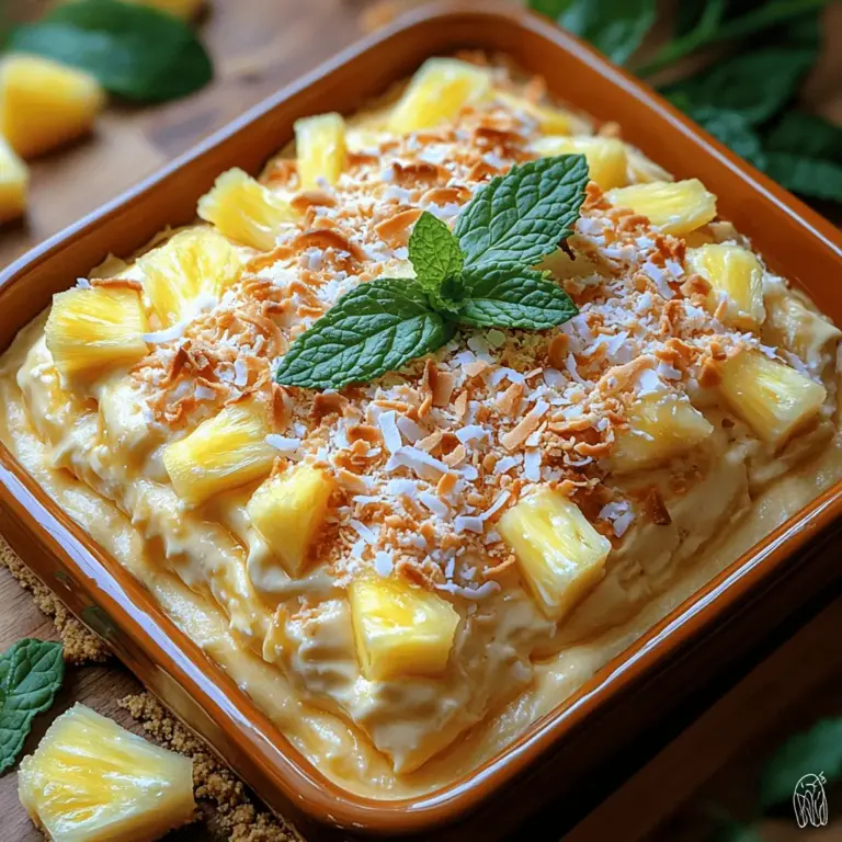 If you're looking for a dessert that embodies the essence of a tropical getaway, the Tropical Paradise No-Bake Pineapple Cream Dessert is the perfect choice. This delightful treat combines the sweet, tangy flavors of pineapple with a rich, creamy texture that will transport your taste buds straight to a sun-soaked beach. Ideal for any occasion, from casual summer barbecues to festive gatherings, this dessert promises to impress without the fuss of baking.