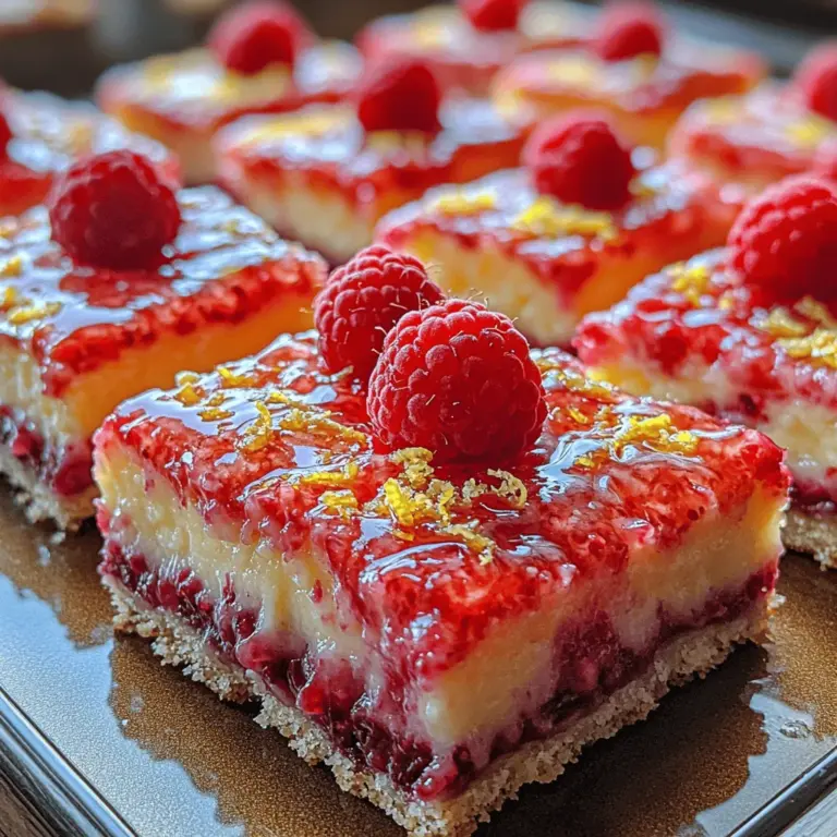 When it comes to desserts that tantalize the taste buds, Zesty Lemon Raspberry Bliss Squares stand out as a delightful option. This no-bake treat perfectly balances the bright tartness of lemons with the subtle sweetness of fresh raspberries, creating an explosion of flavor in every bite. Imagine a creamy, luscious filling atop a buttery graham cracker crust, all harmonizing together to create a refreshing dessert ideal for any occasion. Whether you are hosting a summer gathering, celebrating a birthday, or simply treating yourself on a sunny afternoon, these bliss squares are sure to impress.