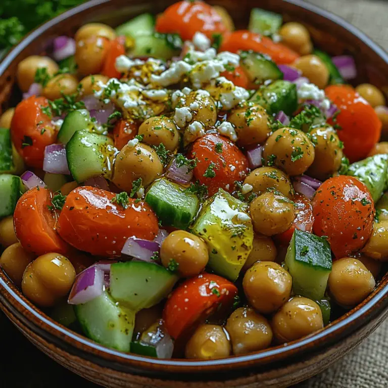 Delve into the vibrant flavors of the Mediterranean with this Chickpea Delight salad, a refreshing and nutritious dish that brings together a medley of fresh ingredients. Perfect for a light lunch or as a side dish for dinner, this recipe showcases the health benefits of chickpeas and the delightful crunch of fresh vegetables. Whether you’re a seasoned cook or a beginner in the kitchen, this easy-to-follow recipe will transport your taste buds to sunny Greece in just 30 minutes.
