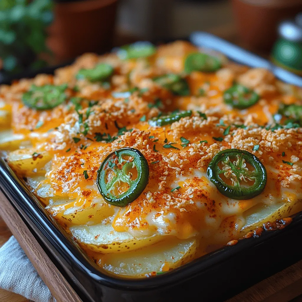 If you’re searching for a dish that combines rich, creamy flavors with a spicy kick, look no further than Spicy Cheesy Jalapeño Potato Casserole. This delectable casserole marries the comforting essence of potatoes with the boldness of jalapeños and a medley of cheeses. It’s a dish that not only satisfies the taste buds but also warms the soul, making it perfect for family dinners, potlucks, or simply as a hearty weeknight meal.