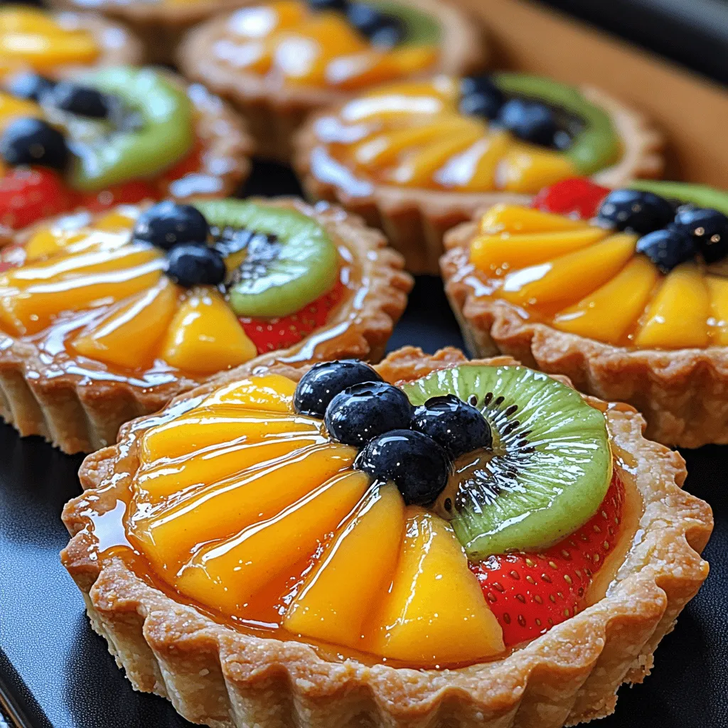 Mini fruit tarts are bite-sized desserts that typically consist of a pastry shell filled with a creamy custard or pastry cream and topped with an assortment of fresh fruits. The origins of fruit tarts can be traced back to European culinary traditions, where tarts have long been a staple in dessert menus. The combination of a flaky crust with sweet fillings and fresh fruits has made fruit tarts a beloved dessert across many cultures.