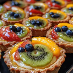 Mini fruit tarts are bite-sized desserts that typically consist of a pastry shell filled with a creamy custard or pastry cream and topped with an assortment of fresh fruits. The origins of fruit tarts can be traced back to European culinary traditions, where tarts have long been a staple in dessert menus. The combination of a flaky crust with sweet fillings and fresh fruits has made fruit tarts a beloved dessert across many cultures.